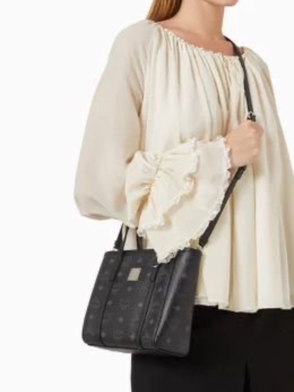 Authentic MCM Visetos Mini Toni Shopper Tote Bag Black/Grey - Picture 13 of 13